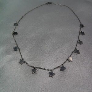 Alternative view of Celestial Sparkle - Star Charm Choker in Stainless Steel 🌌