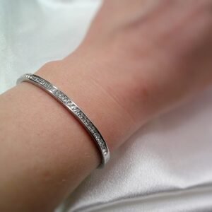 Alternative view of Crystal Line - Stainless Steel Bangle — Pure Elegance ✨