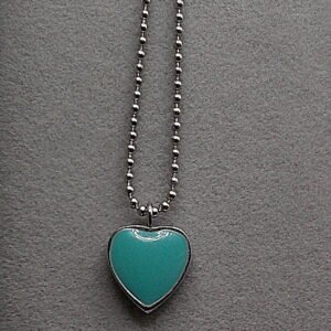 Azure Heart - Stainless Steel Pendant on Ball Chain π