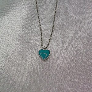 Alternative view of Azure Heart - Stainless Steel Pendant on Ball Chain 💎